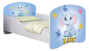 Dětská postel - Modrý sloník + jméno 140x70 cm