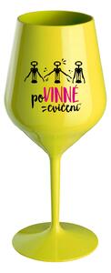 POVINNÉ CVIČENÍ - žlutá nerozbitná sklenice na víno 470 ml