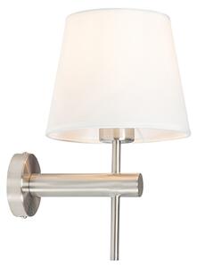 Moderní nástěnná lampa bílá s ocelí - Pluk