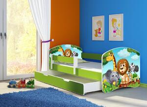 Dětská postel - Safari 2 140x70 cm + šuplík zelená