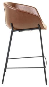 Hnědá koženková barová židle Kave Home Yvette 65 cm