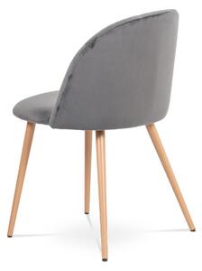 Jídelní židle, šedá látka samet, kov dekor dub CT-381 GREY4