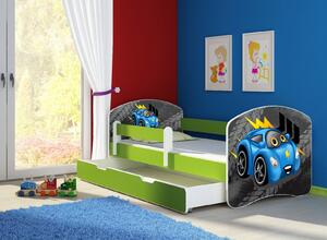 Dětská postel - Blue car 2 140x70 cm + šuplík zelená