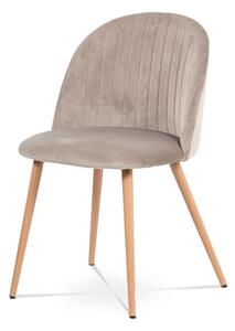 Jídelní židle, lanýžová látka samet, kov dekor dub CT-381 LAN4