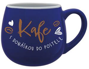 KAFE S DONÁŠKOU DO POSTELE - modrý keramický hrníček 300 ml
