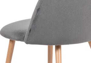 Jídelní židle, šedá látka samet, kov dekor dub CT-381 GREY4