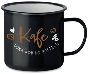 KAFE S DONÁŠKOU DO POSTELE - černý plecháček 350 ml