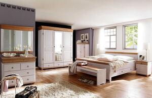 Masivní postel s úložným prostorem z borovice Harald Bílá lava 160x200 s úložným prostorem