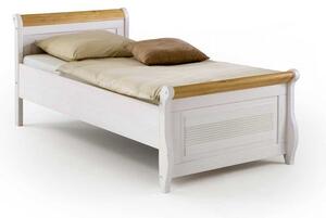 Masivní postel s úložným prostorem z borovice Harald Bílá antik 140x200 s úložným prostorem