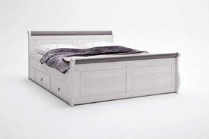 Borovicová postel z masivu Komfort Harald Bílá antik 140x200 s úložným prostorem