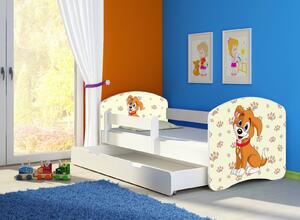 Dětská postel - Pejsek 2 140x70 cm + šuplík bílá