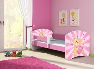 Dětská postel - Růžový Teddy medvídek 2 140x70 cm růžová