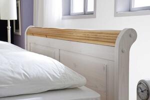 Masivní postel s úložným prostorem z borovice Harald Bílá antik 200x200 s úložným prostorem