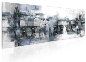 Malvis Obraz snové pražské panoráma - šedé Velikost (šířka x výška): 50x20 cm