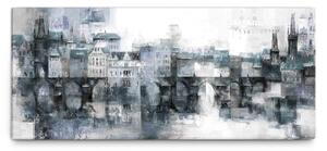 Malvis Obraz snové pražské panoráma - šedé Velikost (šířka x výška): 150x60 cm