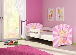 Dětská postel - Růžový Teddy medvídek 2 140x70 cm bílá