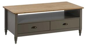 Sob nabytek | Šedý konferenční stolek z masivního borovicového dřeva se 2 zásuvkami Marckeric Joyce F011241