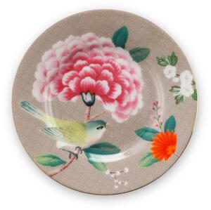 Mělký talířek Blushing Birds v khaki barvě, 12cm průměr