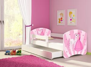 Dětská postel - Princezna s poníkem 2 140x70 cm + šuplík bílá