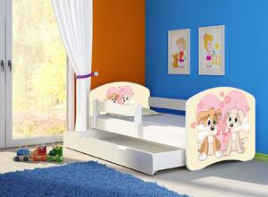 Dětská postel - Zamilovaní pejsci 2 140x70 cm + šuplík bílá