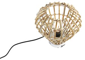 Rustikální stolní lampa bambus s bílou - Canna Diamond