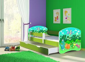 Dětská postel - Dinosaur 2 140x70 cm + šuplík zelená