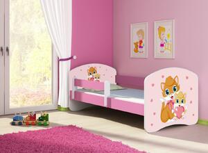 Dětská postel - Koťátka 2 160x80 cm růžová