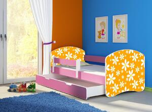 Dětská postel - Oranžová sedmikráska 2 140x70 cm + šuplík růžová