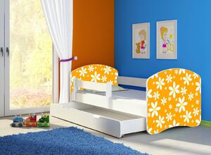 Dětská postel - Oranžová sedmikráska 2 140x70 cm + šuplík bílá