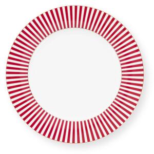 Pip Studio Royal stripes talíř Ø26,5cm, bílo-tmavě růžový (talíř tenkostěnného porcelánu)