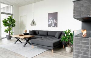 Nordic Living Tmavě šedá látková rohová pohovka Limo 290 cm, pravá