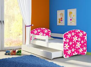 Dětská postel - Růžová sedmikráska 2 140x70 cm + šuplík bílá