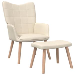 Relaxační židle se stoličkou krémová textil