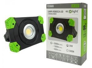 Halogenový LED reflektor, dobíjecí, 20W, 5000K, přenosný + kabel