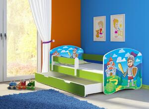 Dětská postel - Rytíř 2 140x70 cm + šuplík zelená
