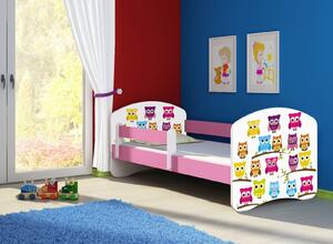 Dětská postel - Sovičky 2 140x70 cm růžová