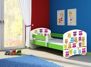 Dětská postel - Sovičky 2 140x70 cm zelená