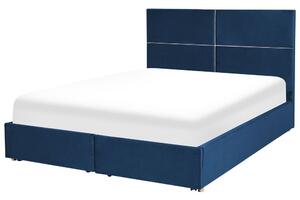 Manželská postel 180 cm Vissarion (modrá) (s roštem a úložným prostorem). 1076392