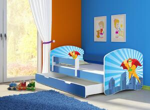 Dětská postel - Superhrdina 2 140x70 cm + šuplík modrá