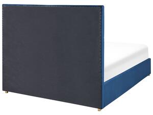 Manželská postel 140 cm Vissarion (modrá) (s roštem a úložným prostorem). 1076391