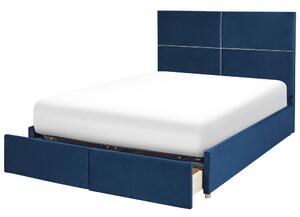 Manželská postel 140 cm Vissarion (modrá) (s roštem a úložným prostorem). 1076391