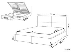 Manželská postel 140 cm Vissarion (šedá) (s roštem a úložným prostorem). 1076396