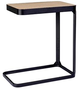 Černý kovový odkládací stolek Bizzotto Everite 50 x 30 cm s dubovou deskou