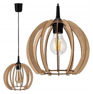 DŘEVĚNÁ STROPNÍ ZÁVĚSNÁ LAMPA 1xE27 LED + KLIP Vysoce kvalitní