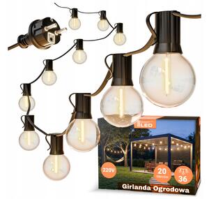 Smart LED Zahradní světelná girlanda 20m/36x/LED žárovka E12