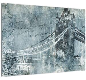 Obraz - Tower Bridge v chladných tónech (70x50 cm)