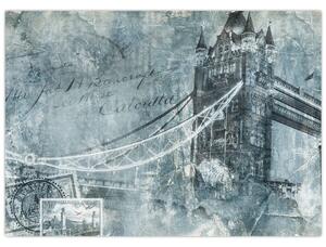 Obraz - Tower Bridge v chladných tónech (70x50 cm)