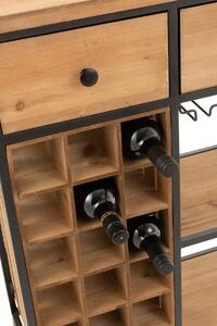 Černá kovovo-dřevěná barová komoda na skleničky a láhve vína Vine Cabinet - 121*31*94 cm