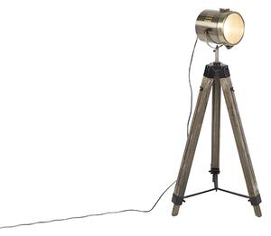 Chytrá stojací lampa trojnožka dřevěná se studiovým světlem vč. Wifi B35 - Braha