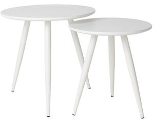 White Label Bílý set dvou odkládacích stolků WLL DAVEN 40/50 cm